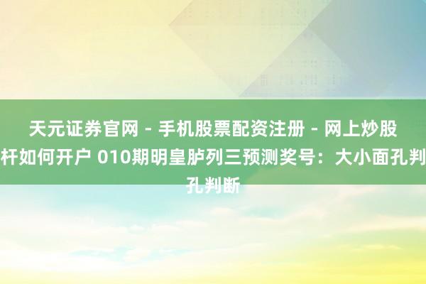 天元证券官网 - 手机股票配资注册 - 网上炒股杠杆如何开户 010期明皇胪列三预测奖号：大小面孔判断
