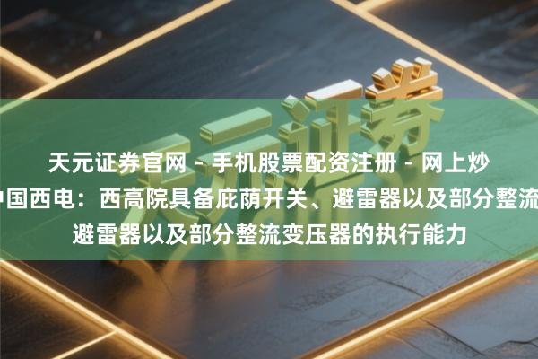 天元证券官网 - 手机股票配资注册 - 网上炒股杠杆如何开户 中国西电：西高院具备庇荫开关、避雷器以及部分整流变压器的执行能力