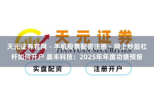 天元证券官网 - 手机股票配资注册 - 网上炒股杠杆如何开户 晨丰科技：2025年年度功绩预报