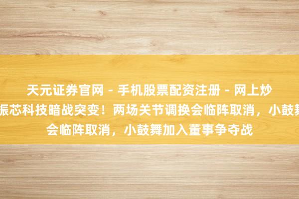 天元证券官网 - 手机股票配资注册 - 网上炒股杠杆如何开户 振芯科技暗战突变！两场关节调换会临阵取消，小鼓舞加入董事争夺战